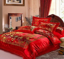 正品 婚庆四件套 龙凤百子图 丝绸软缎绸缎被面 床上用品 红色价格 厂家 图片